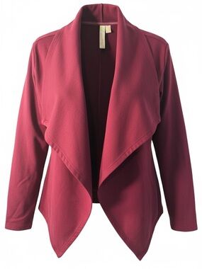 GreenTea Open-Front Draped Jacket in Berry